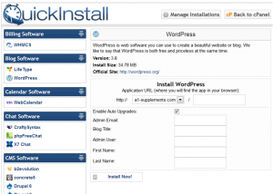 quick installs wordpress setup