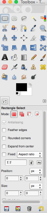 GIMP Rectangle Selection Tool