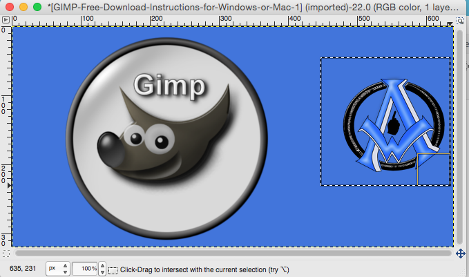 A simple example of the section tool function in GIMP