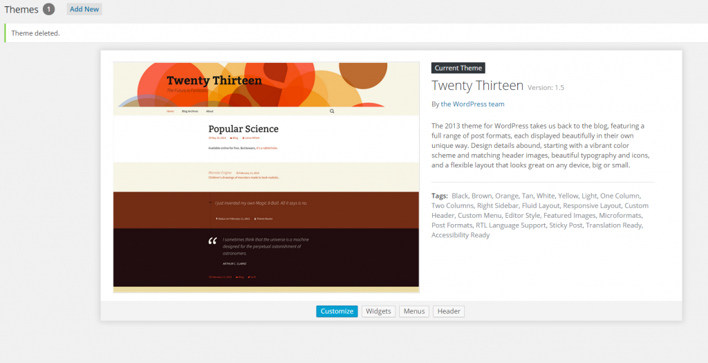 Twenty Thirteen WordPress THeme