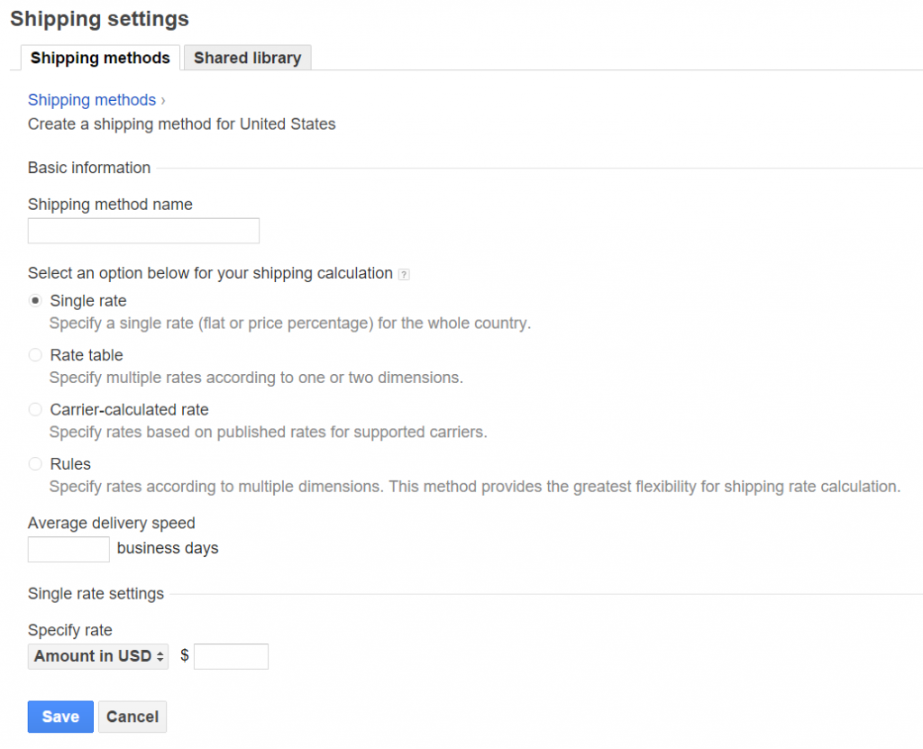 Shipping Settings