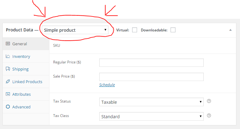 variations and swatches step 3 change from simple product to variable product