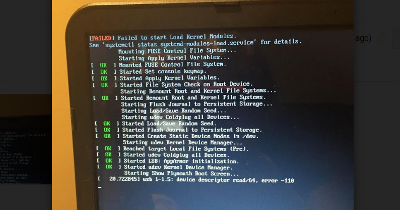 Failed to start Load Kernel Modules