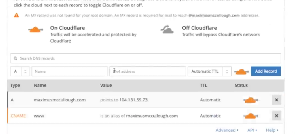 DNS Records At Cloudflare