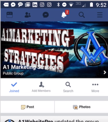 Group Page header live mobile version