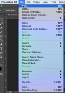 Open Photoshop and go to File and New