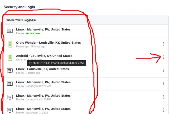 logged in devices on facebook