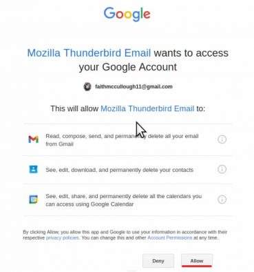 authorize Thunderbird
