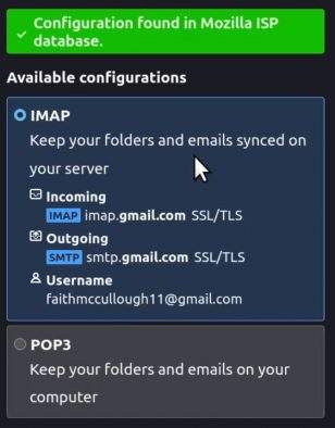 automatic configuration IMAP