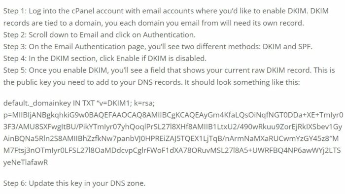 generate DKIM in cPanel
