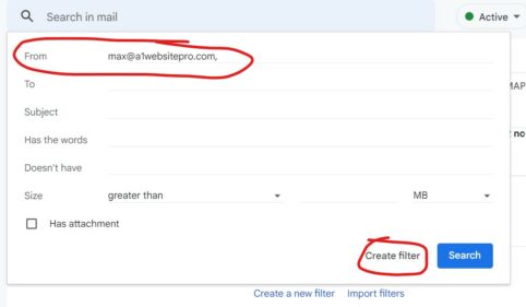 create a filter in gmail