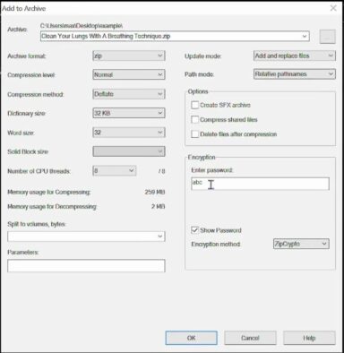 Enter Password for Encryption