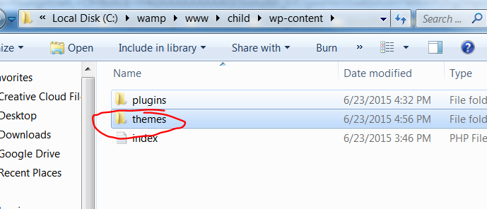 WordPress Themes Folder