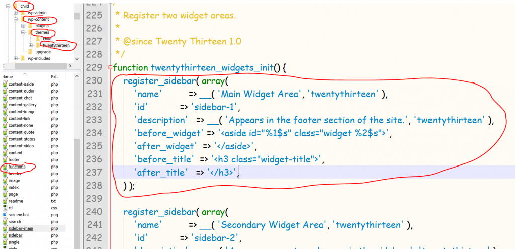 copy widget functions in the parents function.php file