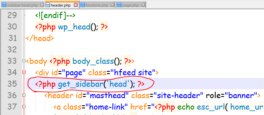 place widget code in header.php after that page div id