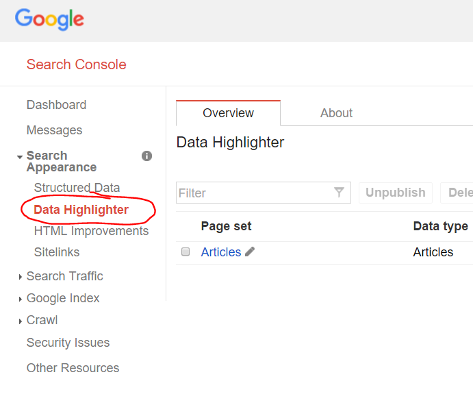 google data highlighter