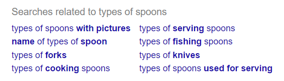 second list of suggestions from Google