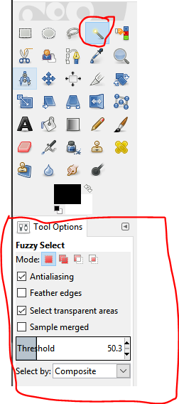 Fuzzy Selection Tool in GIMP