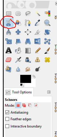 Scissors Select Tool GIMP
