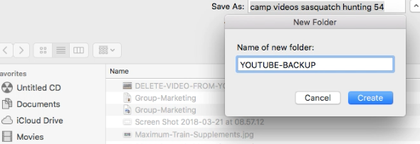 Choose a location to save your YouTube video backups