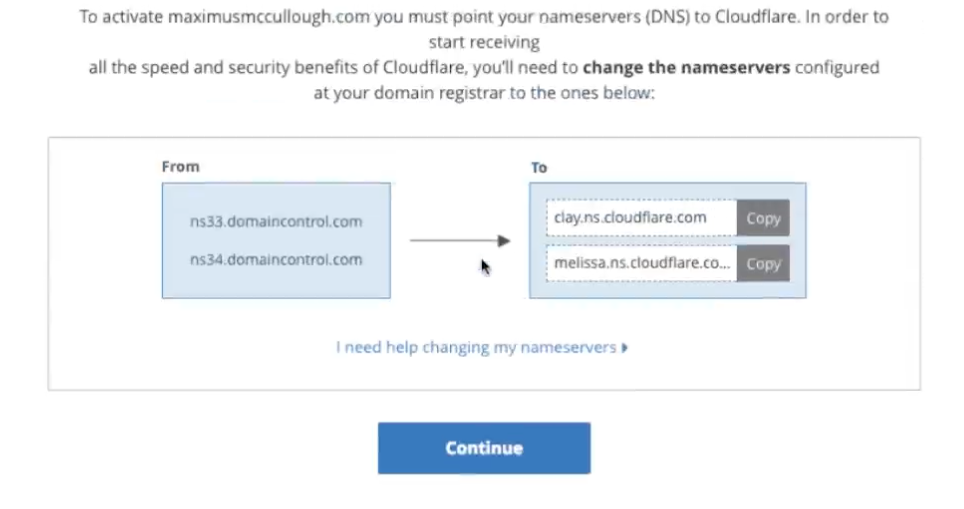 Copy Nameservers From Cloudflare