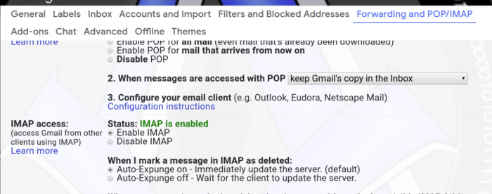 Enable IMAP in Gmail