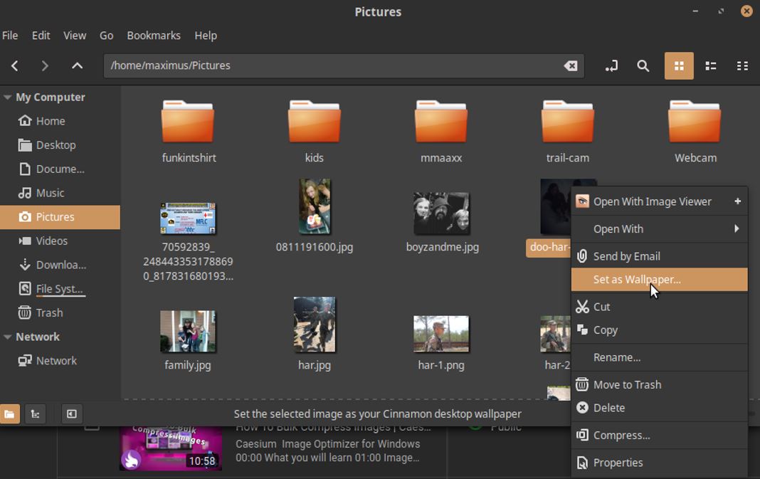 Setting Wallpaper Desktop Background Image in Linux Mint