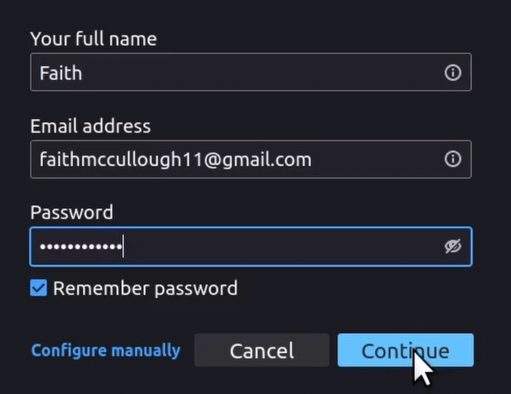 enter name email password click continue