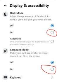 change Facebook to dark mode and compact