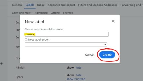 create a new label in gmail